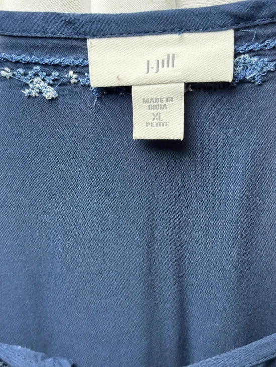 J. Jill Sleeveless Navy Embroidered Midi Dress Women’s XLP - Picture 6 of 9